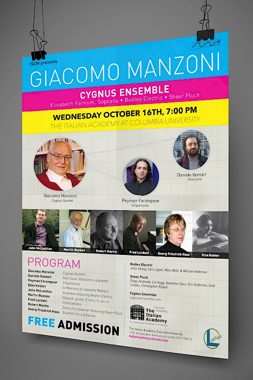 Giacomo Manzoni/Cygnus Ensemble - Concert Poster